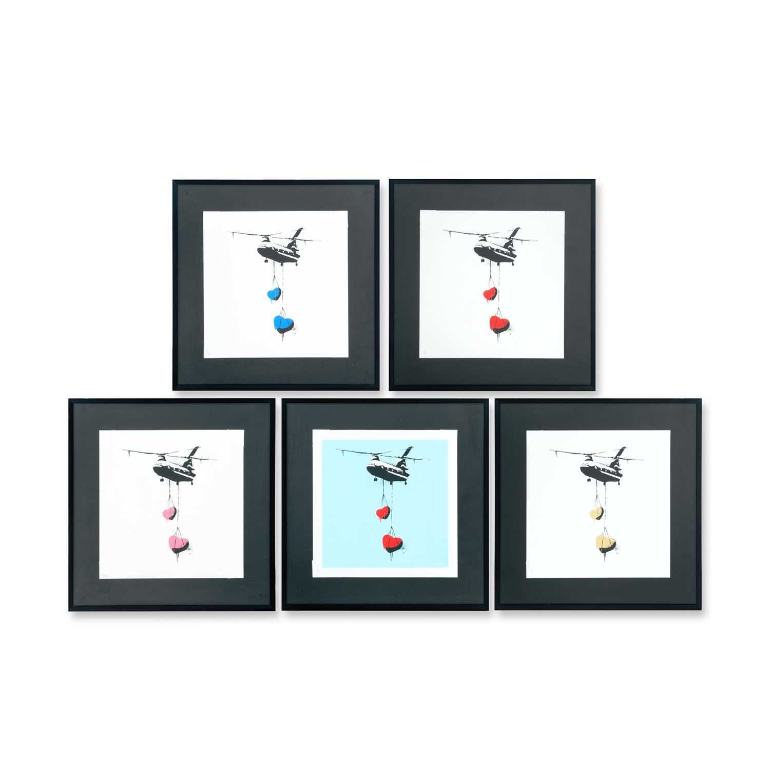 Lot 268 - Martin Whatson (Norwegian 1984), ‘Mini Chinook Hearts (Gold, Pink, Red, Blue & Blue Background)', 2012