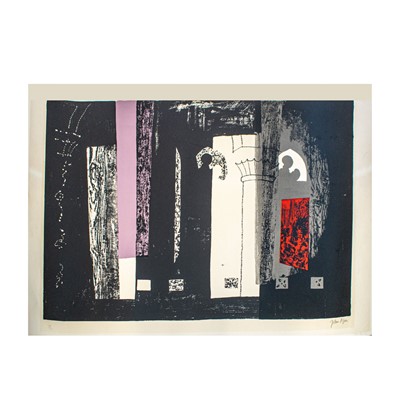 Lot 72 - John Piper (British 1903-1992), 'Inglesham, Wiltshire: Rustic Medieval Interior', 1964