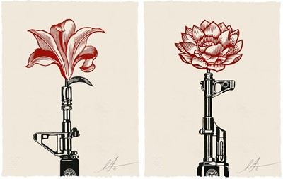 Lot 287 - Shepard Fairey (American 1970-), 'AK-47 Lotus & AR-15 Lily', 2022
