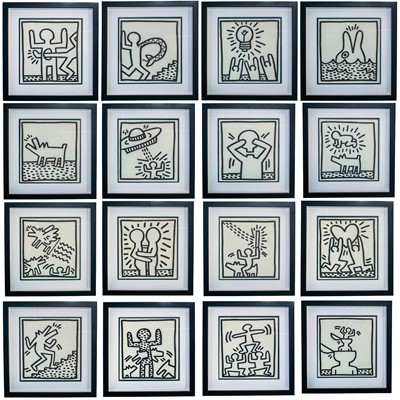 Lot 181 - Keith Haring (American 1958-1990), '16 Colouring Book Plates, from Tony Shafrazi Catalogue', 1982