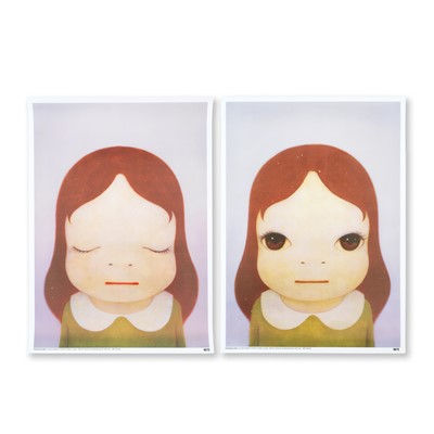 Lot 183 - Yoshitomo Nara (Japanese 1959-), 'Cosmic Girl (Eyes Opened); Cosmic Girl (Eyes Closed)', 2008