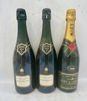 Lot 83 - 3 bottles Mixed 1990 Bollinger and Moet et Chandon