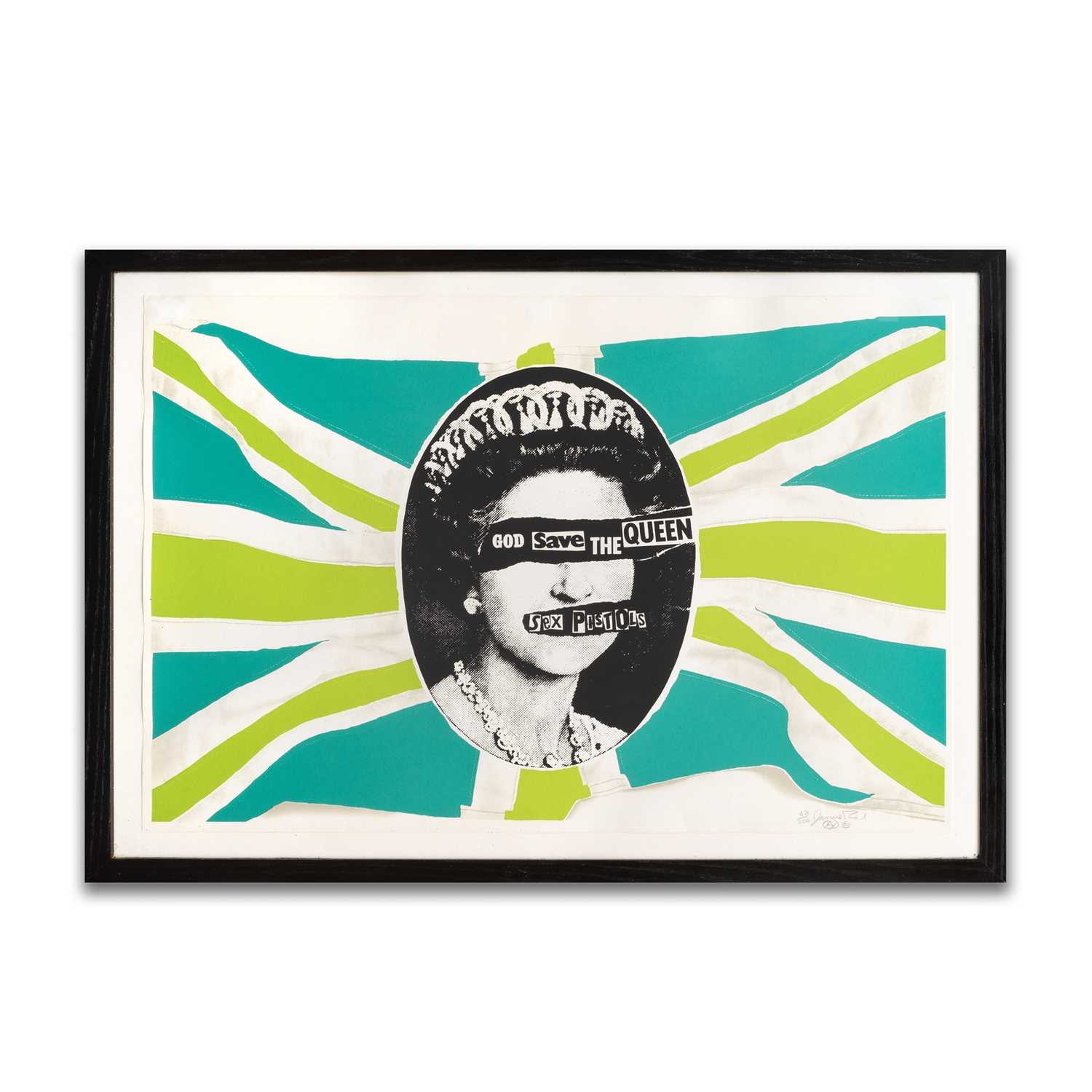 Lot 201 - Jamie Reid (British 1947-), 'God Save The Queen (Lime Green)', 1997