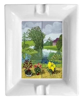 Lot 63a - David Hockney (British 1937-), 'Water Lilies In The Pond With Pots Of Flowers Ashtray', 2021