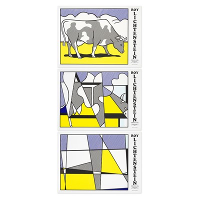 Lot 95 - Roy Lichtenstein (American 1923-1997), 'Cow Triptych (Cow Going Abstract)', 1974/82