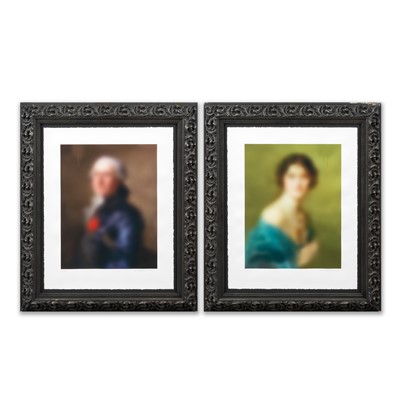 Lot 80 - Miaz Brothers (Italian Duo), 'Lady With Green Background & Gentleman With Red Dot', 2019