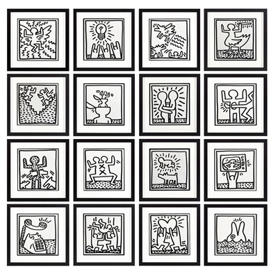 Lot 146 - Keith Haring (American 1958-1990), '16 Colouring Book Plates, from Tony Shafrazi Catalogue', 1982