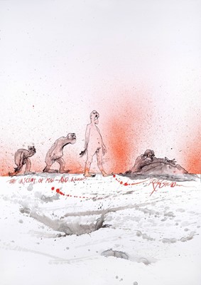 Lot 85 - Ralph Steadman (British 1936-), 'Ascent of Man and Woman', 2018