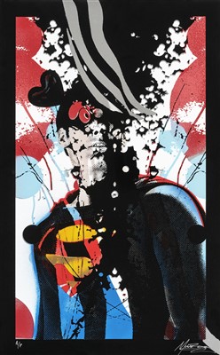 Lot 344 - Miss Bugs (British), 'The Faceless Art Three (Superman, Wonder Woman & Captain America)', 2009