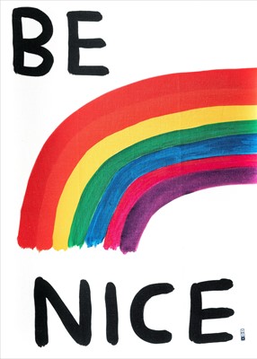 Lot 50 - David Shrigley (British b.1968), 'Be Nice (Tea Towel)', 2018
