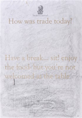 Lot 88 - Oscar Murillo (Colombian b.1986), 'ICA London Benefit Dinner Menu', 2013