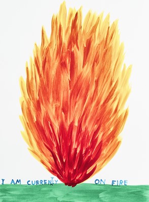 Lot 41 - David Shrigley (British 1968-), 'I Am Currently On Fire', 2018