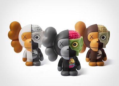 Lot 131 - Kaws (American 1974-) & Bape (Collaboration), 'Milo (Black, Brown & Grey)', 2010 (3 Works)