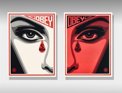 Lot 131 - Shepard Fairey (American 1970-), 'Eye Alert (Cream & Red)', 2010