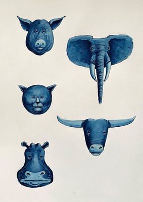 Lot 174 - Nicolas Party (Swiss 1980-), 'Untitled, Christmas Card (Animals)', 2017