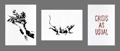 Lot 69 - Banksy (British 1974-), 'GDP Flower Thrower, GDP Rat & GDP Crisis As Usual' 2019 (3 Works)