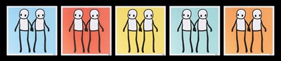 Lot 133 - Stik (British 1979-), 'Holding Hands (Red, Orange, Yellow, Blue & Teal)', 2020