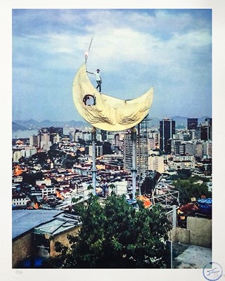 Lot 92 - JR (French 1983-), 'Casa Amarela, JR on the moon, Rio de Janeiro, Brazil, 2017', 2018