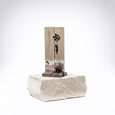 Lot 58 - Banksy (British 1974 -), Walled Off Hotel - Two-Part Souvenir Wall Section (Girl With Balloons)