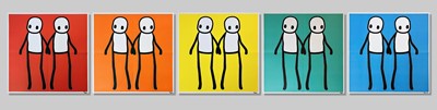 Lot 205 - Stik (British 1979-), 'Holding Hands (Red, Orange, Yellow, Blue & Teal)', 2020