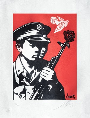 Lot 117 - Shepard Fairey (American 1970-), 'Chinese Soldiers (Letterpress)', 2014