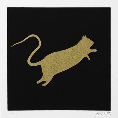 Lot 78 - Blek Le Rat (French 1951-), Rat (Gold on Black, White on Black & White on Red), 2020