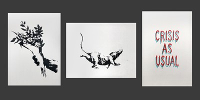 Lot 179 - Banksy (British 1974-), 'GDP Flower Thrower, GDP Rat & GDP Crisis As Usual', 2019