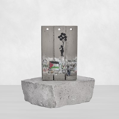 Lot 74 - Banksy (British 1974 -), Walled Off Hotel - Three-Part Souvenir Wall Section (Girl With Balloons Palestine)