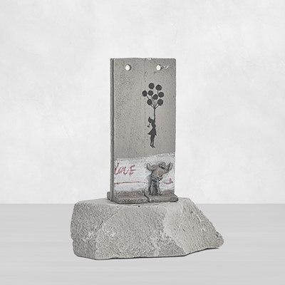 Lot 73 - Banksy (British 1974 -), 'Walled Off Hotel - Two-Part Souvenir Wall Section (Girl With Balloons)'