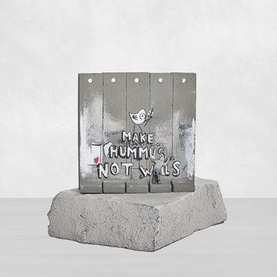 Lot 67 - Banksy (British 1974 -), 'Walled Off Hotel - Two-Part Souvenir Wall Section (Make Hummus Not Walls)'