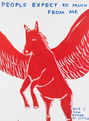 Lot 27 - David Shrigley (British 1968-), 'People Expect So Much Of Me, Life Is Very Good, I Did Not Ask To Be A Bird & Truth', 2021