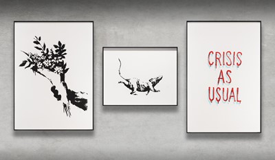 Lot 178 - Banksy (British 1974-), 'GDP Flower Thrower, GDP Rat & GDP Crisis As Usual', 2019