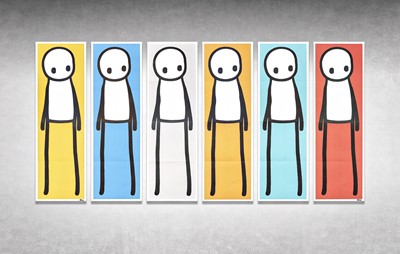 Lot 137 - Stik (British 1979-) ‘Standing Figure (Book) (Red, Blue, Yellow, Orange, Teal & Grey)’, 2015