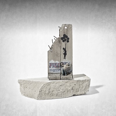 Lot 23 - Banksy (British 1974 -), Walled Off Hotel - Two-Part Defeated Souvenir Wall Section (Girl With Balloons)