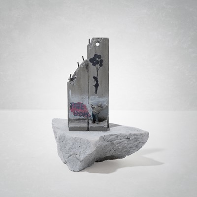 Lot 8 - Banksy (British 1974 -), 'Walled Off Hotel - Two-Part Souvenir Wall Section (Girl With Balloons)'