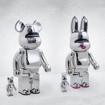Lot 62 - Hajime Sorayama (Japanese 1947-), 'Sexy Robot Chrome Be@rbrick 400% & 100%/Sexy Robot Chrome R@bbrick 400% & 100%', 2017