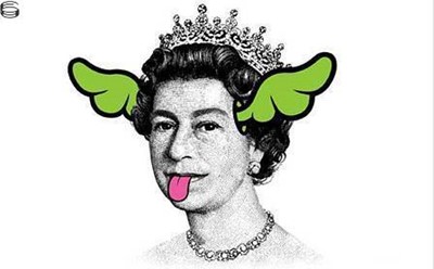 Lot 95 - D*Face (British 1978-), 'Dog Save The Queen (Green Wings)', 2004