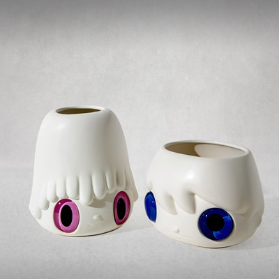 Lot 224 - Javier Calleja (Spanish 1971-), ‘Pink Eye Vase & Blue Eye Planter', 2021